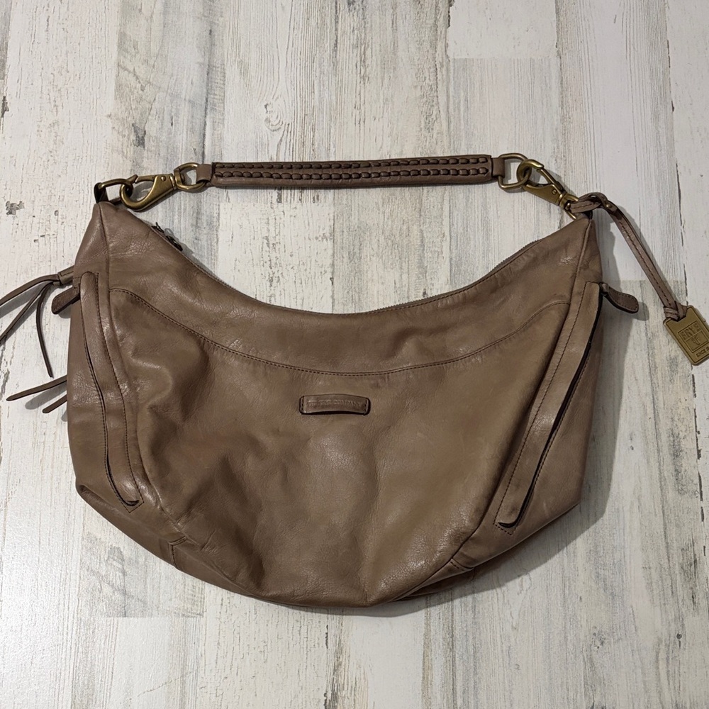 Frye Jennie Taupe Hobo Leather  Bag with Braided Strap - Picture 5 of 16